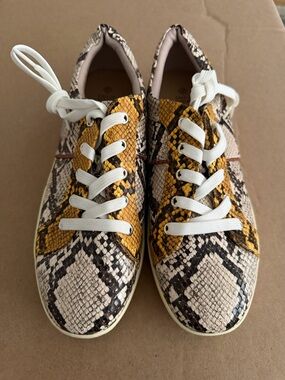 Call It Spring Snake Print Sneakers in Yellow, Beige and Black